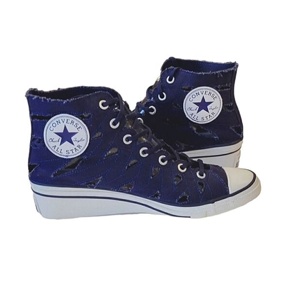 Converse Chuck Taylor All Star Blue Hi-ness Cutout Wedge Heel Sneaker Shoe Sz 7 - Picture 2 of 11